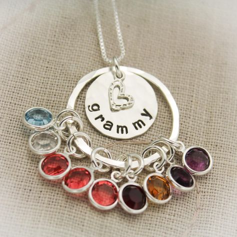 Mimi Necklace, Grandma Necklace Birthstone, Nana Necklace, Grandmother Necklace, Personalized Charm Necklace, Grandma Necklace, Metal Stamped Jewelry, Necklace Mom, Stamped Metal