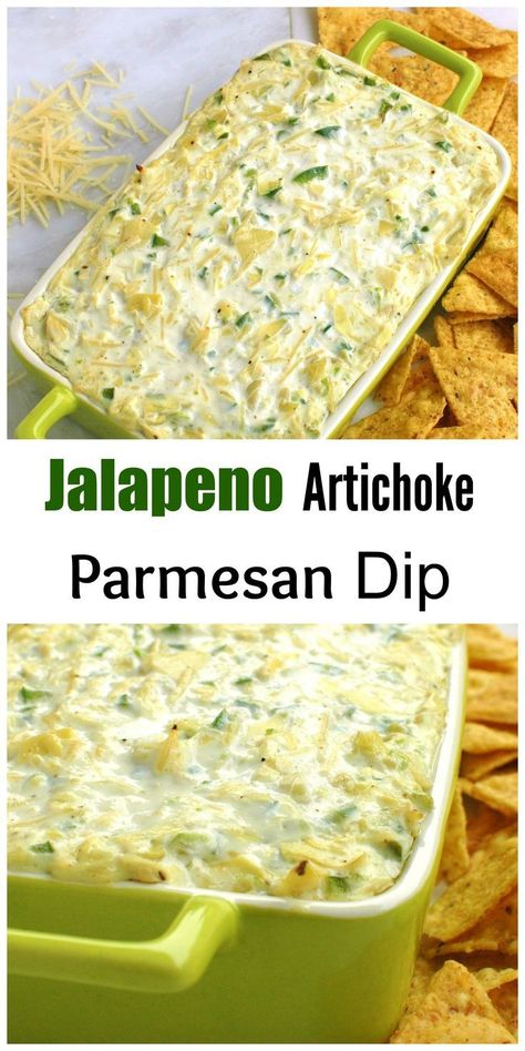 Jalapeno Artichoke Dip, Artichoke Parmesan Dip, Parmesan Dip, Jalapeno Recipes, Classic Appetizers, Light Meals, Party Dips, Artichoke Dip, Favorite Appetizers