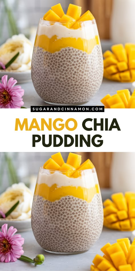 Whip up a delicious Mango Chia Pudding that’s as nutritious as it is tasty! This easy-to-make dessert combines sweet mango with fiber-rich chia seeds for a guilt-free indulgence. Perfect for meal prep or a snack on-the-go. Don’t forget to save this pin for your next kitchen adventure! Pistachio Chia Seed Pudding, Passion Fruit Chia Pudding, Pineapple Coconut Chia Pudding, Sugar Free Chia Seed Pudding, Mango Chia Seed Pudding Recipe, Mango Coconut Chia Pudding, Chia Pudding Ideas, Mango Chia Pudding Recipes, Chia Seed Pudding Banana