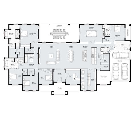 Acerage Homes, Luxury House Floor Plans, House Plans Australia, Large Floor Plans, Modern House Floor Plans, House Plans Mansion, Cottage Floor Plans, Home Design Floor Plans, Model House Plan