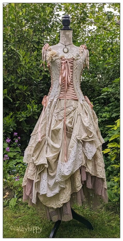 CATHYHIPPY CORSET DRESS 10 12 14 16 STEAMPUNK VICTORIAN GOTHIC BOHO WEDDING | eBay Diy Victorian Dress, Mysterious Clothes, Jean Wedding Dress, Industrial Dress, Victorian Aesthetic Outfit, Punk Wedding Dress, Wedding Dresses Victorian, Steampunk Fashion Diy, Can Can Dress