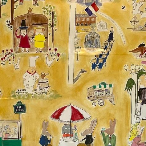 Bemelmans Bar Wallpaper, Ludwig Bemelmans Wallpaper, Madeline Inspired Nursery, Ludwig Bemelmans Illustration, Madeline Drawing, Madeline Illustration, Children’s Illustration, Madeline Nursery, Madeline Books