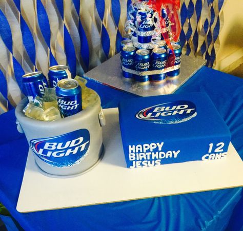 Busch Light Themed Party, Bud Light Cake, 47th Birthday, Happy 12th Birthday, Camping Birthday Party, 70th Birthday Parties, Camping Birthday, Bud Light, Birthday Party 21