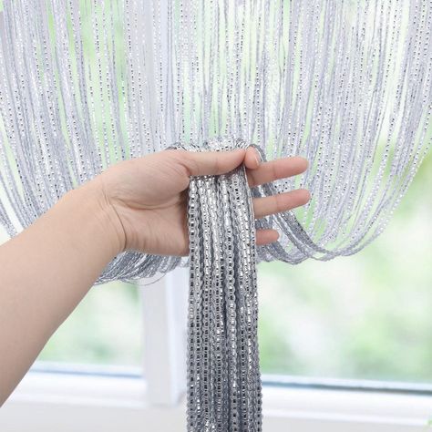 Sparkly Curtains, Curtains For Door, Magnetic Curtain Rods, Hanging Curtain, Doorway Decor, String Curtains, Halloween Room Decor, Doorway Curtain, Curtain Fringe