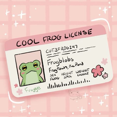 #frog #license #froglicense #cutefrog #cute #preppy #coquette #cottagecore Cute Frog Things, Cute Stuff To Print, Cute Frogs Art, Cute Things To Print, Frog Art Aesthetic, Frogs Drawing, Cute Frog Drawing, Frog Things, Frog Ideas