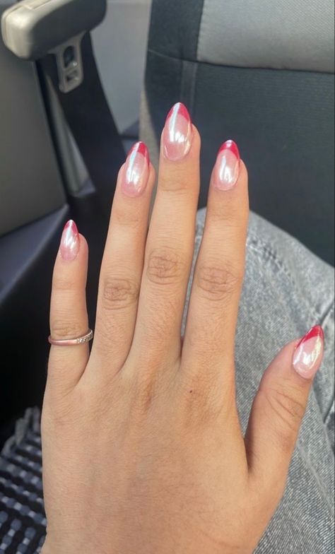 Trendy Christmas Nails Acrylic, Subtle Christmas Nails Acrylic, Fun Red Nails, Christmas Nails Simple, Simple Christmas Nails, Red Chrome Nails, Hoco Nails, Teal Nails, Simple Acrylic Nails