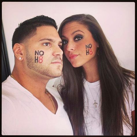 Sammi n Ronny #NOH8 Campaign Mike The Situation, Sammi Sweetheart, Nicole Snooki, Pauly D, Jersey Shore, Inspirational People, Famous People, Singers, Mirror Selfie