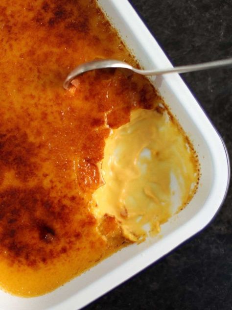 Ravneet’s Tinned mango crème brûlée | Jamie Oliver recipes Mango Creme Brulee, Jaime Oliver, Fakeaway Recipes, Motto Party, Sunday Lunches, Tv Chefs, Mango Lassi, Jamie Oliver Recipes, 5 Ingredient Recipes