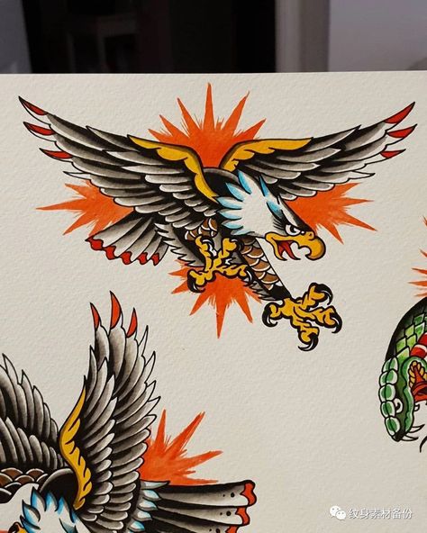 Traditional Eagle Tattoo Flash, Trad Eagle Tattoo, Eagle Tattoo Traditional, American Traditional Eagle Tattoo, American Traditional Eagle, Desain Tattoo, Traditional Tattoo Dragon, Bird Of Prey Tattoo, Eagle Head Tattoo