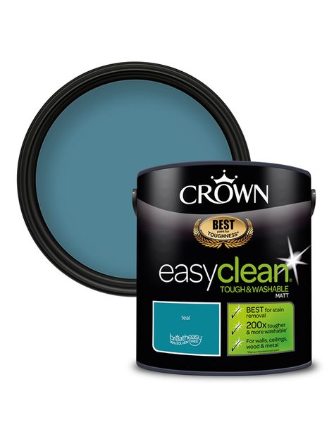 Teal - Breatheasy® Matt Emulsion - Easyclean® | Crown Paints Bathroom Feature Wall, Navy Blue Paint, Hallway Paint, Stairs In Kitchen, Dark Blue Paint, Crown Paints, Navy Paint, Dining Room Paint, Paint Colours