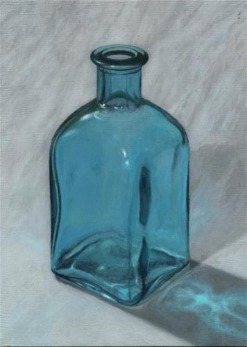 Bottle Sketch, Blue Glass Bottle, Bottle Drawing, Oil Painting Inspiration, زجاج ملون, Watercolour Inspiration, Watercolor Projects, Painting Floral, Still Life Drawing