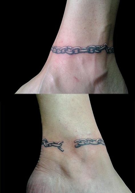 corrente aberta Small Chain Tattoo, Broken Chain Tats, Freedom Tattoo, Freedom Tattoos, Cuff Tattoo, Chain Tattoo, Bracelet Tattoo, Leg Chain, Tattoo Bracelet