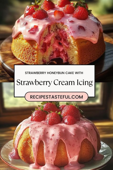 A sweet and irresistible twist on the classic honeybun cake, this moist, buttery cake is infused with fresh strawberry flavor and topped with a creamy strawberry icing. Perfect for breakfast, dessert, or any special occasion, it’s a treat that will have everyone asking for seconds. Easy to make and bursting with flavor, this cake is a must-try for strawberry lovers! Strawberry Honeybun Cake, Strawberry Cake Desserts, Strawberry Flavored Cake, Honeybun Cake Recipe, Honeybun Cake, Strawberry Icing, Cake With Strawberry, Cream Icing, Strawberry Cake Mix