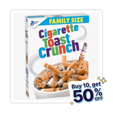 Decorate laptops, Hydro Flasks, cars and more with removable kiss-cut, vinyl decal stickers. Glossy, matte, and transparent options in various sizes. Super durable and water-resistant. Cigarette Toast Crunch! Family Size Toast