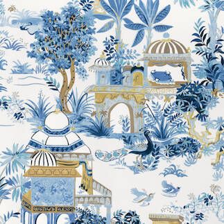 F920820 MYSTIC GARDEN Printed Fabrics Blue and Green from the Thibaut Eden collection Thibaut Mystic Garden, Mystic Garden, Next Wallpaper, Blue And White Wallpaper, Turquoise Wallpaper, Blue And White Fabric, Willow Pattern, Matching Wallpaper, Cad Drawing