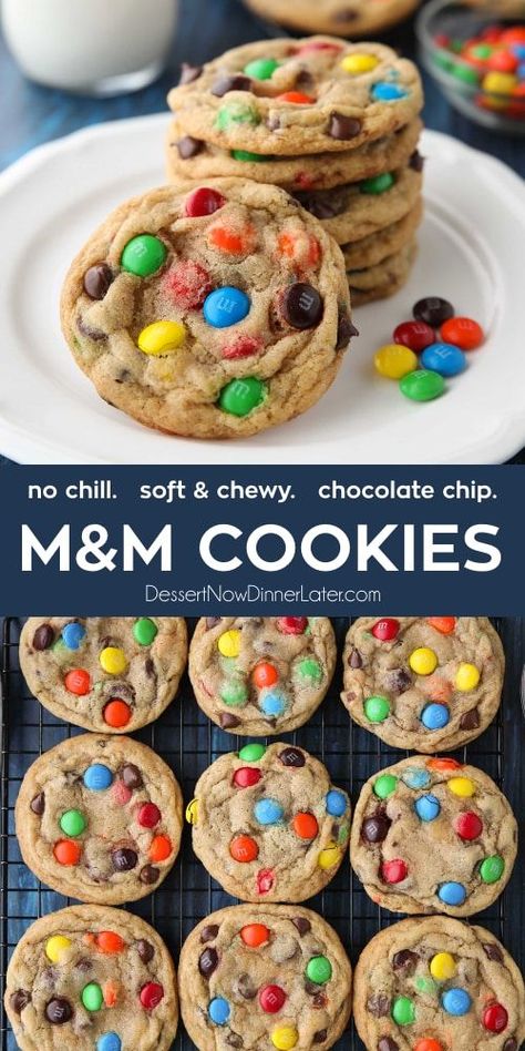 These bakery style M&M Cookies are loaded with chocolate chips and M&M candies. They're crispy on the edges, soft and chewy in the center, with plenty of chocolate throughout. The best M&M cookies! No chill time required -- just make and bake. Mnm Cookies Recipe, Cookies No Chill, Mnm Cookies, Chill Time, Chocolate Cookie Recipes, Lost 100 Pounds, Läcker Mat, Baking Sweets, Cookies Recipes Christmas