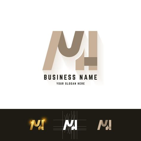 Letter MH or NH monogram logo with grid method design Mh Logo Design Ideas, Mh Monogram Logo, Interior Decor Logo, 3 Letter Logo, Hm Logo, Stylish Logo, Letter Logo Design, Monogram Logo, Letter Logo