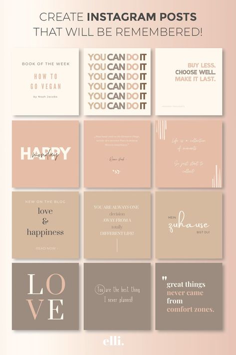 Instagram post pack with 10 unique quotes and motivational phrases for your #Minimalist_Instagram_Feed_Design #Instagram_Post_Design_Minimalist #Instagram_Post_Design_Creative #Instagram_Profile_Design Instagram Grid Design, Instagram Design Layout, Instagram Feed Layout, Motivating Quotes, Instagram Theme Feed, Instagram Feed Ideas Posts, Instagram Template Design, Instagram Grid, Instagram Graphic