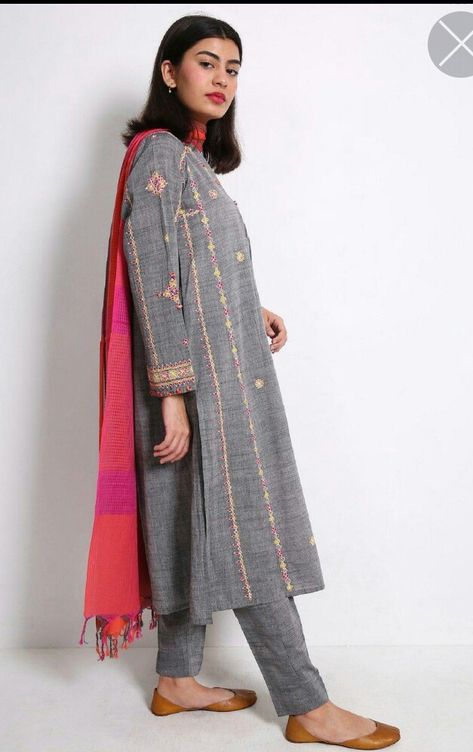 Wollen Suits Designs, Embroided Shirts, Check Suits, Heavy Suit, Kurta Embroidery, Suits For Women Indian, Kurti Suit, Embroidered Suits, Winter Suits