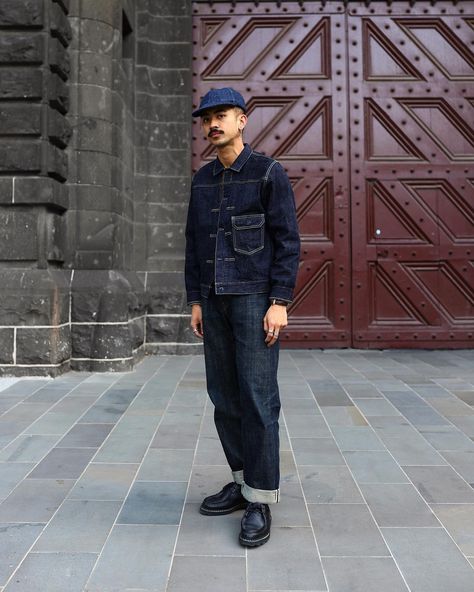 Boy Indigo in full Canadian suit —— // 👖 | Instagram Canadian Suit, Indigo Denim Jacket, Denim Jacket Outfit, Chore Jacket, New Wardrobe, Jacket Outfits, Denim Jacket, Street Wear, Fashion Outfits