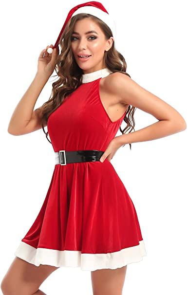 Amazon.com: XUNZOO Womens Mrs. Santa Claus Costume Dress and Hat Christmas Costume for Women: Clothing, Shoes & Jewelry Mrs Santa Claus Costume, Mrs Claus Outfit, Fashion Party Dress, Dress With Hat, Christmas Fancy Dress, Santa Claus Costume, Womens Cosplay, Santa Dress, Rock Style Clothing