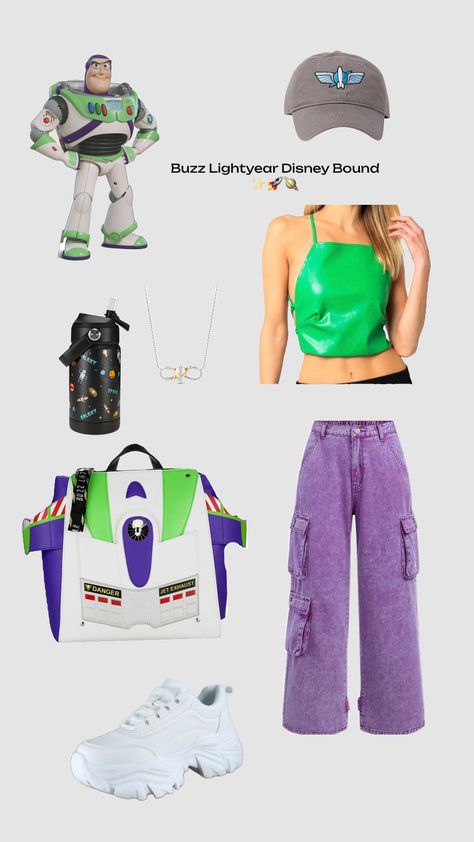 Buzz Lightyear Disney Bound Outfit ✨🪐🚀 #disney #disneybound #disneyoutfit #buzzlightyear #toystory Buzz Lightyear Bounding, Buzz Lightyear Girl Costume, Zurg Costume, Buzz Lightyear Outfit, Disney Bound Outfits Summer, Disneybound Family, Hoco Fits, Buzz Costume, Disneyland Fits