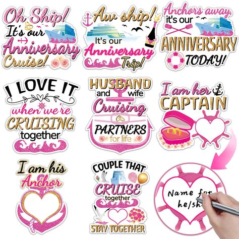 PRICES MAY VARY. 【Unique Cabin Identifier】 With 8 distinct anniversary styles of large cruise ship magnets included- ‘Oh ship! It's our anniversary cruise!’‘I am his Anchor’‘I am her captain’... These anniversary cruise door magnets serve as a unique and practical way to identify your cabin. It offers ample quantity and variety to meet all of your decoration needs and makes for a handy cruise tool to ensure you can easily find your cabin. 【Appropriate Size & Weight】 The anniversary cruise door m Cruise Stickers, Magnetic Decorations, Cabin Door Decorations, Cruise Door Magnets, Cruise Magnets, Unique Cabin, Wedding Carnival, Happy Aniversary, Anniversary Cruise