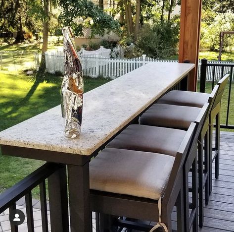 Outdoor Granite Bar, Railing Bar Top, Deck Railing Bar Top, Poolside Seating, Franklin House, Outdoor Countertop, Patio Bars, Deck Bar, Patio Layout