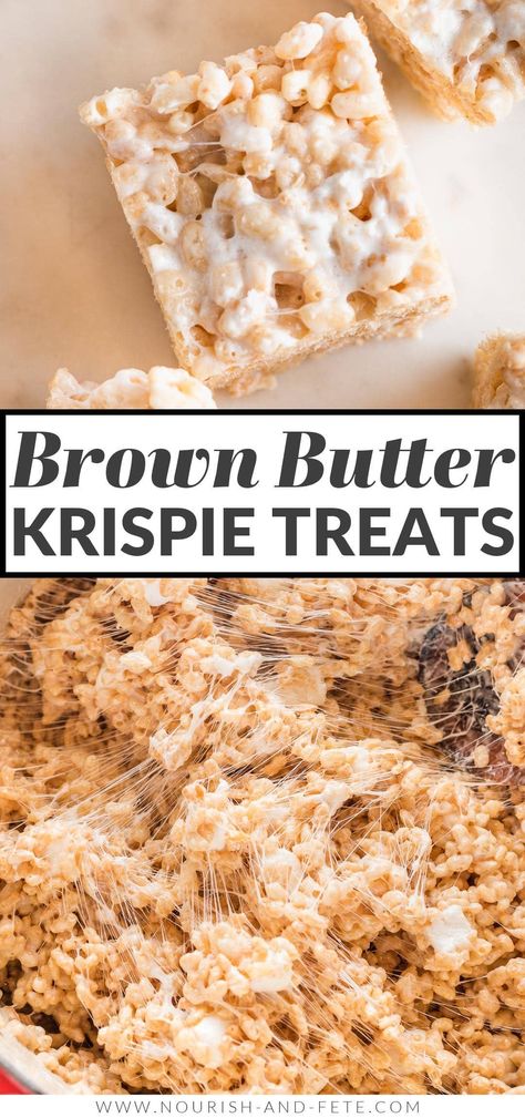 Better than the back-of-the-box, these Brown Butter Rice Krispie Treats are thick, chewy, and extra delicious, thanks to nutty browned butter, a pinch of sea salt, and bonus pockets of soft marshmallows swirled throughout. Don't worry: they're every bit as quick and easy to make as the original. Brown Butter Rice Krispie Treats, Brown Butter Rice, Shareable Desserts, Krispie Treats Recipe, Butter Rice, Browned Butter, Rice Crispy Treats, Rice Krispie Treats, Crispy Treats