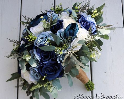 Thistle Bouquet Wedding, Navy Bridal Bouquet, Navy Blue Bouquet, Ivory Bridal Bouquet, Bridal Bouquet Peonies, Wedding Flowers Roses, Wood Flower Bouquet, Blue Wedding Bouquet, Boho Wedding Bouquet