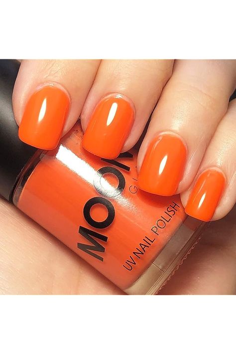 Moon Glow - Blacklight Neon UV Nail Varnish 0.48oz Intense Orange ¨C Glows brightly under Blacklights / UV Lighting! Uv Nail Polish, Orange C, Orange Neon, Uv Nails, Classy Fashion, Orange Nails, Nail Varnish, Moon Glow, Black Light