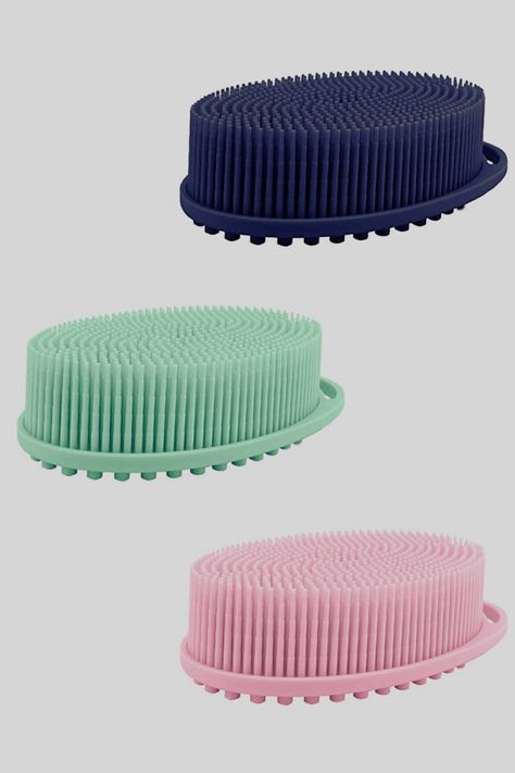 3 Pack Silicone Body Scrubber: Exfoliating body scrubber made of premium silicone. Black, green, and pink colors. Suitable for sensitive and all kinds of skin. Rapid foaming and easy to clean. Hygienic and quick-drying. Deep cleans and removes dead skin cells. Stimulates circulation and reduces cellulite. Can be used as a shower brush, facial brush, or dish scrubber. Portable and easy to use. Made by PQRUU. Silicone Body Scrubber, Scrub Sponge, Body Scrubber, Beauty Supplies, Scrub Brush, Gentle Exfoliator, Body Exfoliator, Deep Cleansing, Beauty Supply