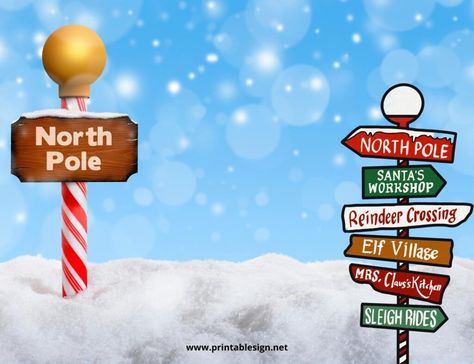 Welcome To The North Pole Sign, Welcome To The North Pole, Printable Signs Free, Out Of Order Sign, North Pole Sign, Pole Sign, Santa's House, Directional Signs, The North Pole