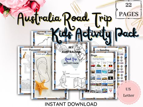 Australian Road Trip Kids Activity Pack by JurneePlanit Road Trip Kids, Kid Road Trip Activities, Trip Activities, Deadly Creatures, Australian Road Trip, Road Trip Activities, Road Trip With Kids, Kids Activity, Activity Pack