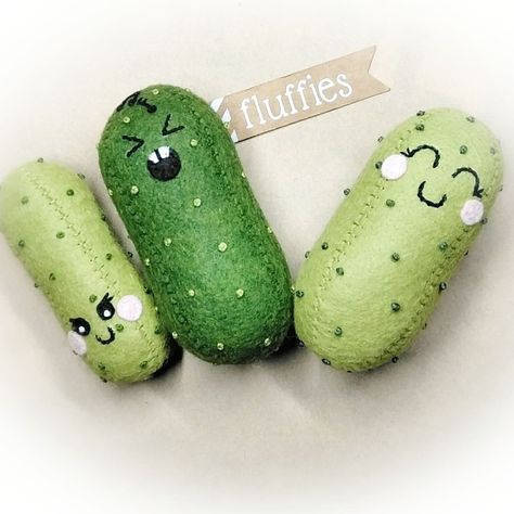 Felt pickles, Dill, hand sewn, fluffy Felt Pickle, Needle Felted Pickle, Emotional Support Pickle Crochet Free, Pickle Blanket, Emotional Support Pickle Crochet, Emotional Support Pickle, Big Dill, Xmas 2024, Dill Pickles