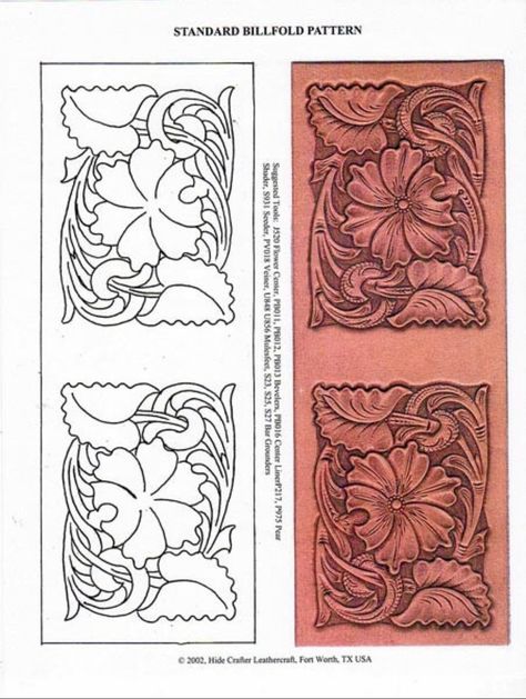 Cuero cinceleado Leather Patterns Templates, Wallet Template, Leather Working Projects, Leather Stamping, Leather Working Patterns, Leather Tooling Patterns, Tooling Patterns, Leather Wallet Pattern, Leather Craft Patterns