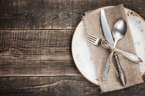 Rustic table setting by ff-photo. Vintage cutlery on a plate and wooden background#ff, #photo, #setting, #Rustic Background Ff, Ff Photo, Vintage Branding Design, Photo Setting, Rustic Table Setting, Barn Wedding Reception, Vintage Cutlery, Photography Backgrounds, Vintage Silverware