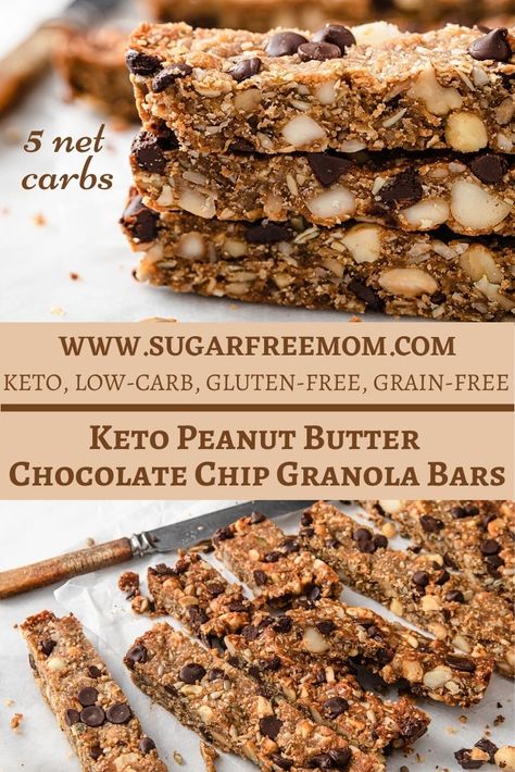 Thm Granola Bars, Keto Granola Bars, Low Carb Granola Bars, Low Carb Oatmeal, Thm Snacks, Chocolate Chip Granola, Oatmeal Chocolate Chip Bars, Chocolate Chip Granola Bars, Low Carb Granola