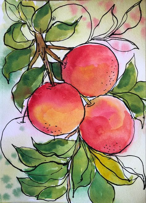 Paper Art Design, Watercolor Art Landscape, Watercolor Food, Watercolor Beginner, Watercolor Fruit, Fruit Painting, Watercolor Art Lessons, Pen And Watercolor, Fruit Art