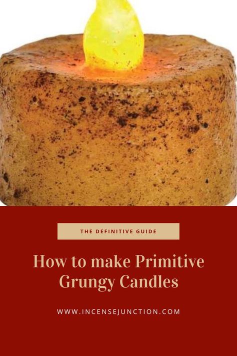 How To Make Primitive Candles, Grungy Candles Diy Primitive Crafts, How To Grunge Candles, How To Make Grubby Candles, How To Make Grungy Candles, Grungy Battery Candles, How To Grunge Fabric Primitive, Diy Primitive Fall Decor, Primitive Fall Crafts Diy