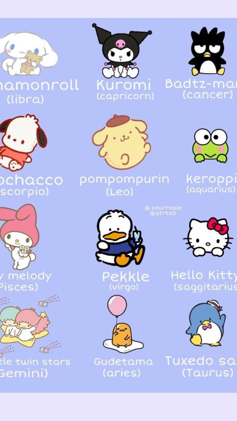 Sanrio Characters List, Kawaii Diy, Chinese Cartoon, Memes Random, Hello Kitty Iphone Wallpaper, Star Sign, Sanrio Characters, Create Collage, Star Signs