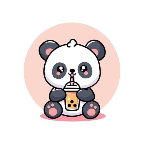 Panda Drinking Boba, Cute Vector, Psd Icon, Iconic Photos, Vector Photo, Vector Design, Design Illustration, Premium Vector, Graphic Resources