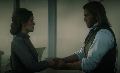 Arthur Morgan And Isaac, Arthur And Mary, Western Gunslinger Art, Red Dead Redemption 3, Cowboy Games, Red Redemption 2, Arthur Morgan, Rdr 2, Beautiful Curly Hair