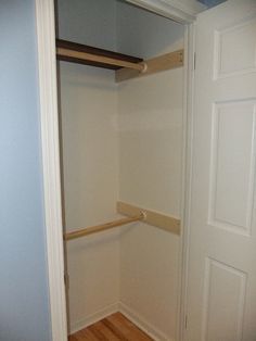 Double Closet Organization, Tiny Closet Organization, Craft Room Closet, Deep Closet, Make A Closet, Closet Makeover Diy, Closet Small Bedroom, Closet Redo, Coat Closet Organization