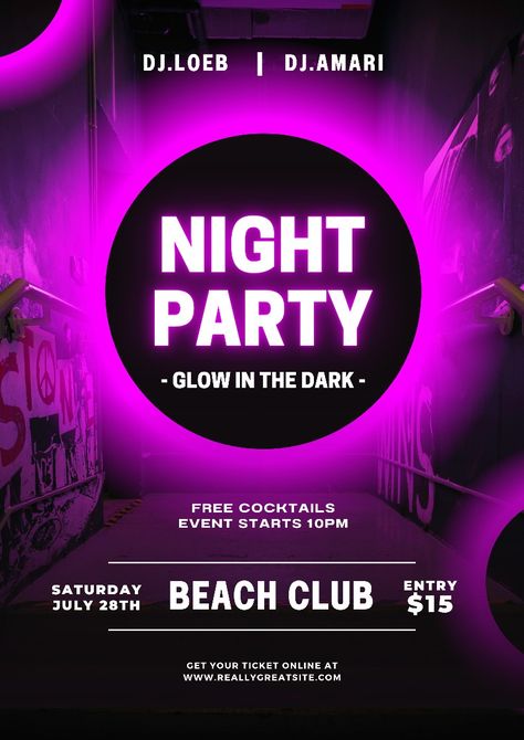 Contact for Pin Pink Glow Party, Announcement Poster, Advertisement Poster, Custom Flyers, Club Poster, Cocktail Event, Music Party, Online Posters, Glow Party