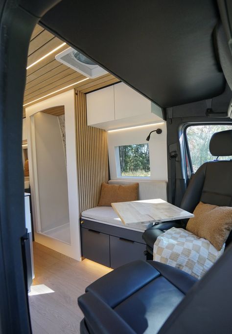 Van Layouts, Custom Camper Vans, Trailer Conversion, Van Camper, Solid Surface Countertops, Campervan Life, Van Ideas, Van Build, Van Life Diy