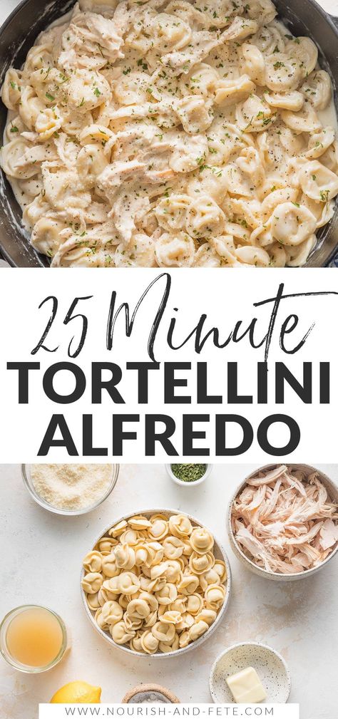 Chicken Tortellini Alfredo is a cozy weeknight meal that tastes like you walked into your favorite Italian restaurant! Comfort food doesn't get better than this, yet it's easy to make from scratch in about 25 minutes. Chicken Tortellini Alfredo, Panera Recipes, Tortellini Alfredo, Sausage Tortellini, Easy Skillet Meals, Chicken Tortellini, Tortellini Recipes, Make From Scratch, Food On The Table