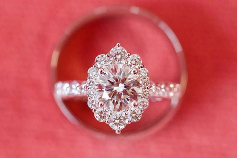 Add Diamonds To Engagement Ring, Graduated Halo Engagement Ring, Statement Wedding Rings, Floral Halo Engagement Ring, Engagement Rings With Color, Vintage Halo Diamond Engagement Ring, Top Engagement Rings, Big Engagement Rings, 2nd Wedding