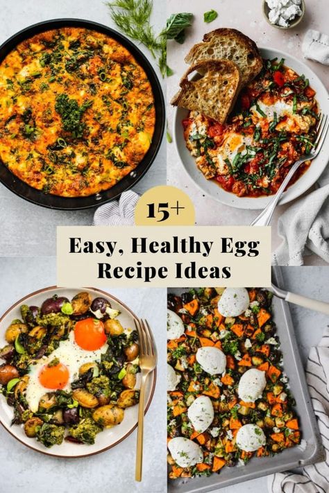 15 Easy, Healthy Egg Recipe Ideas | Walder Wellness, Dietitian (RD) Egg Recipes For Lunch, Walder Wellness, Egg Recipes For Dinner, Egg Lunch, Healthy Egg Recipes, Eggs Dinner, Vegetable Frittata, Shakshuka Recipes, Sweet Potato Kale