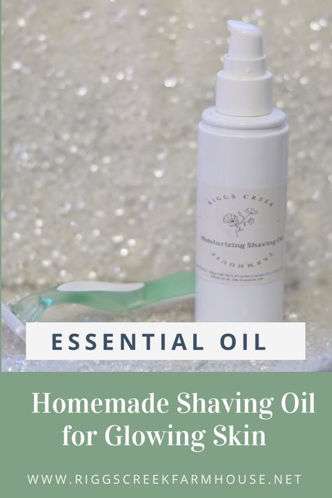 Homemade essential oil shaving oil next to a green razor Homemade Shaving Oil, How To Make Shave Oil, Homemade Shave Oil, Diy After Shave Oil For Women, Diy Shave Oil For Women, Shave Oil Diy, Diy Shave Oil, Shaving Oil Recipe, Shaving Oil Diy